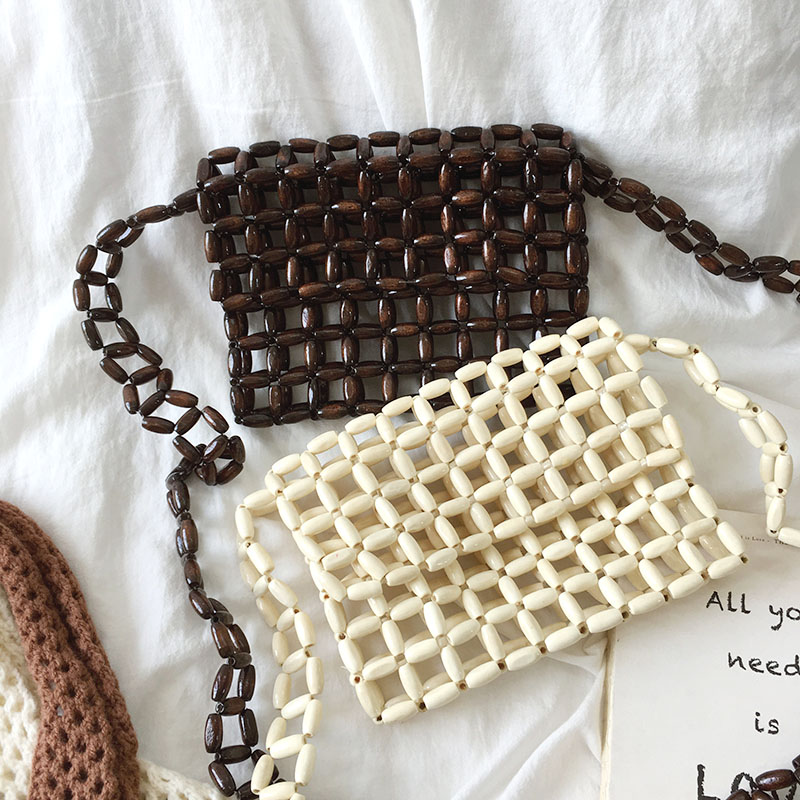 Vintage wooden bead bag