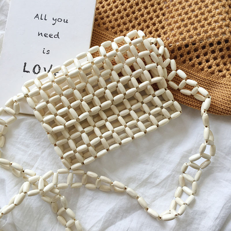 Vintage wooden bead bag