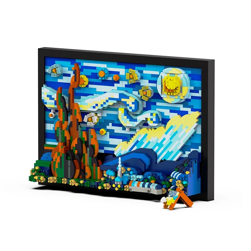 1731PCS Starry Night Building Blocks Assembly Toy, Art Drawing Blocks