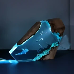 Corsair Resin Lamp, Solid Wood Variable Light Night Light