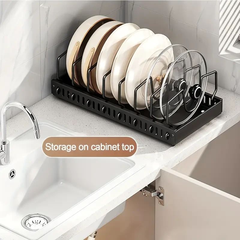 1pc Pull-Out Kitchen Pot and Pan Organizer Rack