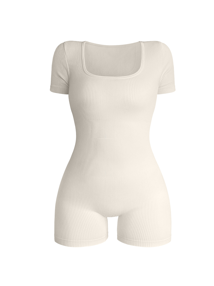 Women's Square Neck Short-Sleeved Jumpsuit