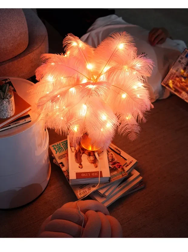 Feather Lamp Nordic Desk Lamp European-Style Bedroom