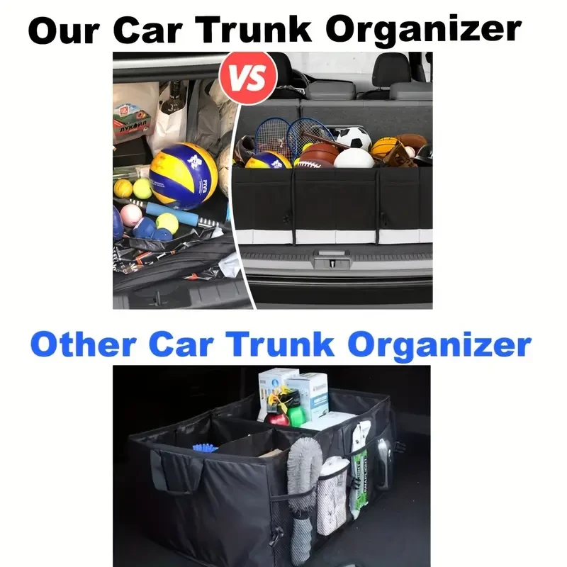 Large Foldable Car Organizer - Durable Fabric Storage Box for SUVs, Perfect for Outdoor Camping & Picnics