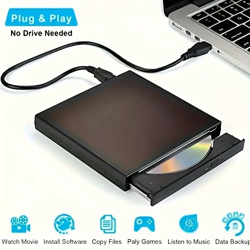 External CD DVD Drive - USB 2.0 Slim Portable CD-RW/DVD-RW Burner & Player