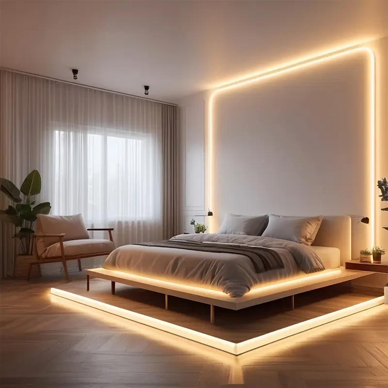 Touch-controlled LED strip lights, USB-powered LED lights, warm white LED lights, bedroom decor LED lights, anniversary celebration lights, flexible LED strip lights, energy-efficient USB LED lights, no battery LED strip lights, modern home lighting, cozy