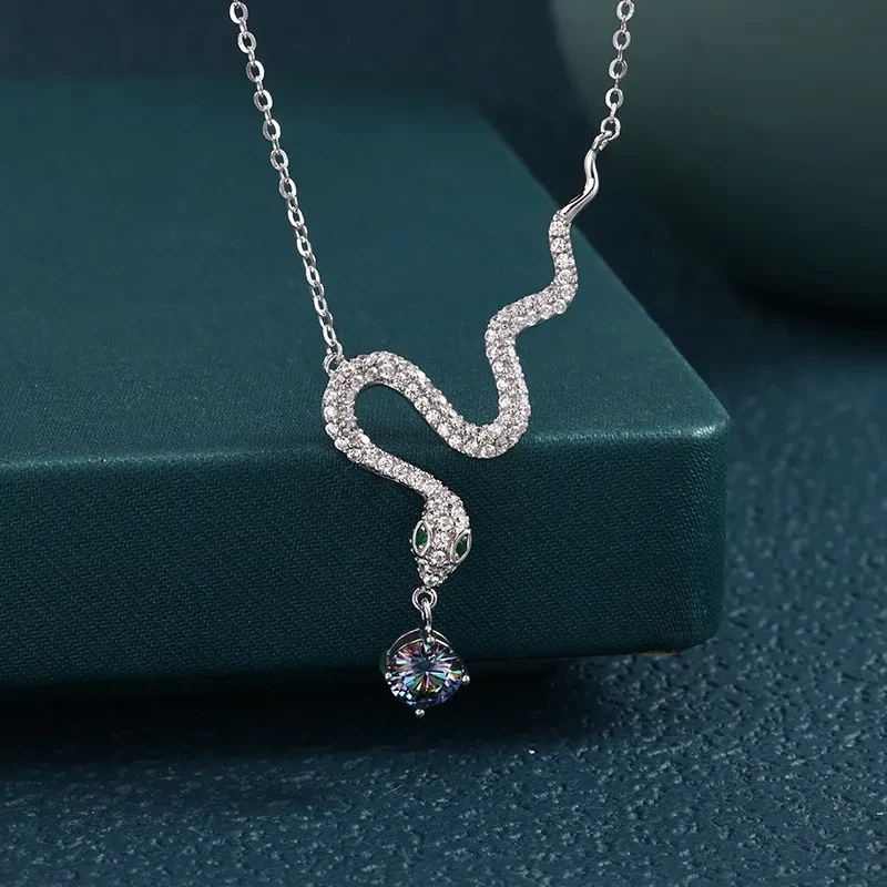 S925 Sterling Silver Jewelry Cross Snake Year Necklace