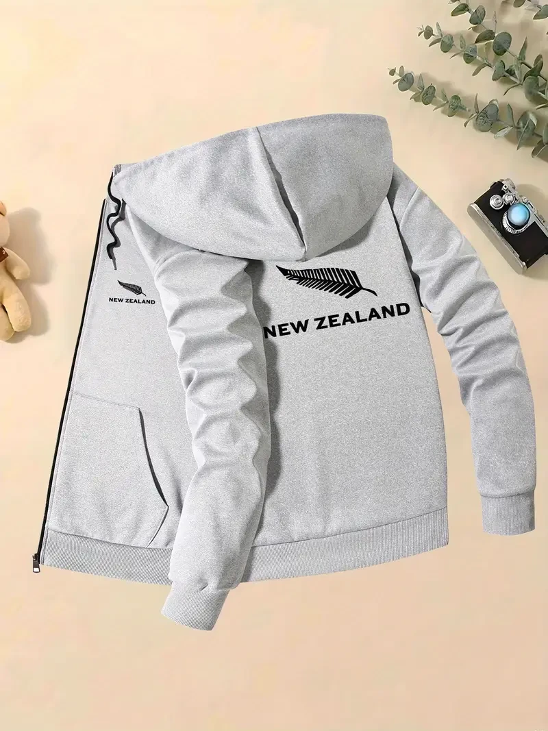 New Zealand Print Elements Men's Trendy Autumn and Winter Hooded Jacket