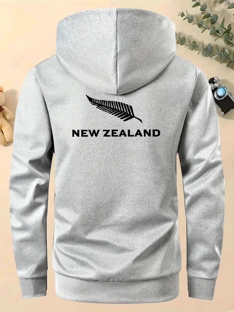 New Zealand Print Elements Men's Trendy Autumn and Winter Hooded Jacket