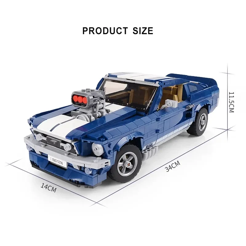 Ford Mustang GT Racing Assembled Building Block Toys of Technology Machinery Group