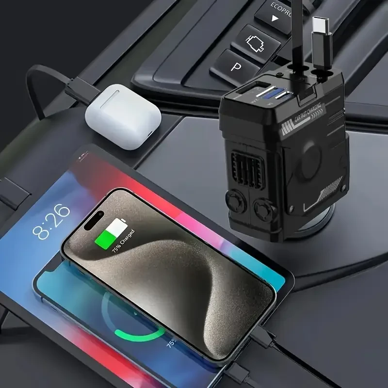 YITUMU Retractable Car Charger with Retractable Cable (80.01 cm) 66W