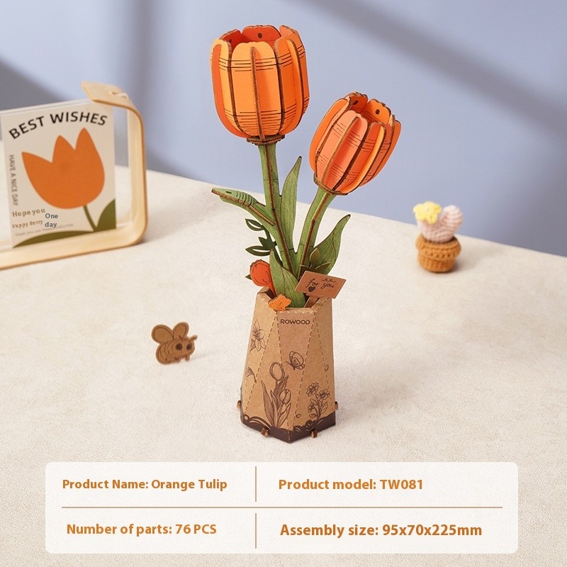 Wooden Handmade Puzzle Wooden Flower Model