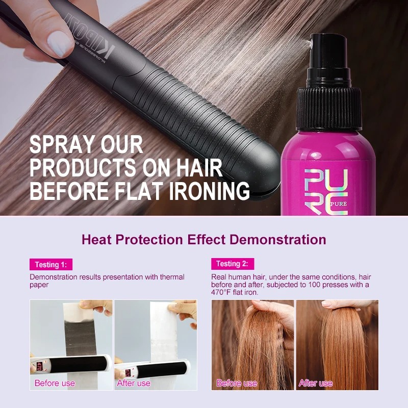 PURC Argan Oil Heat Protection Spray Smoothing Treatment to Prevent Frizz and Dryness