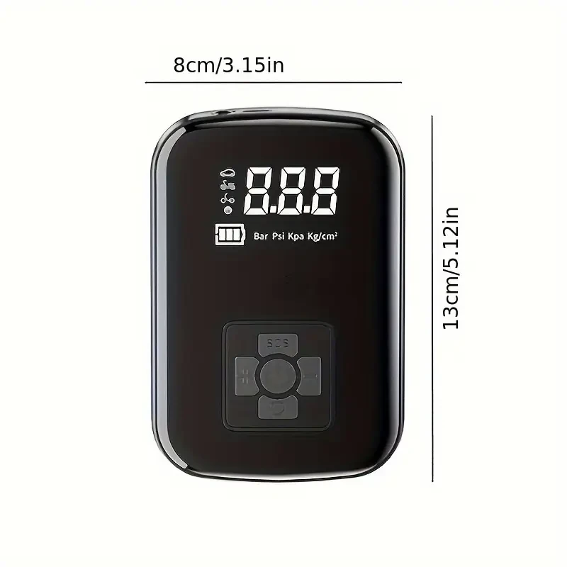 Digital Display Portable Air Compressor with USB Charging & LED Light