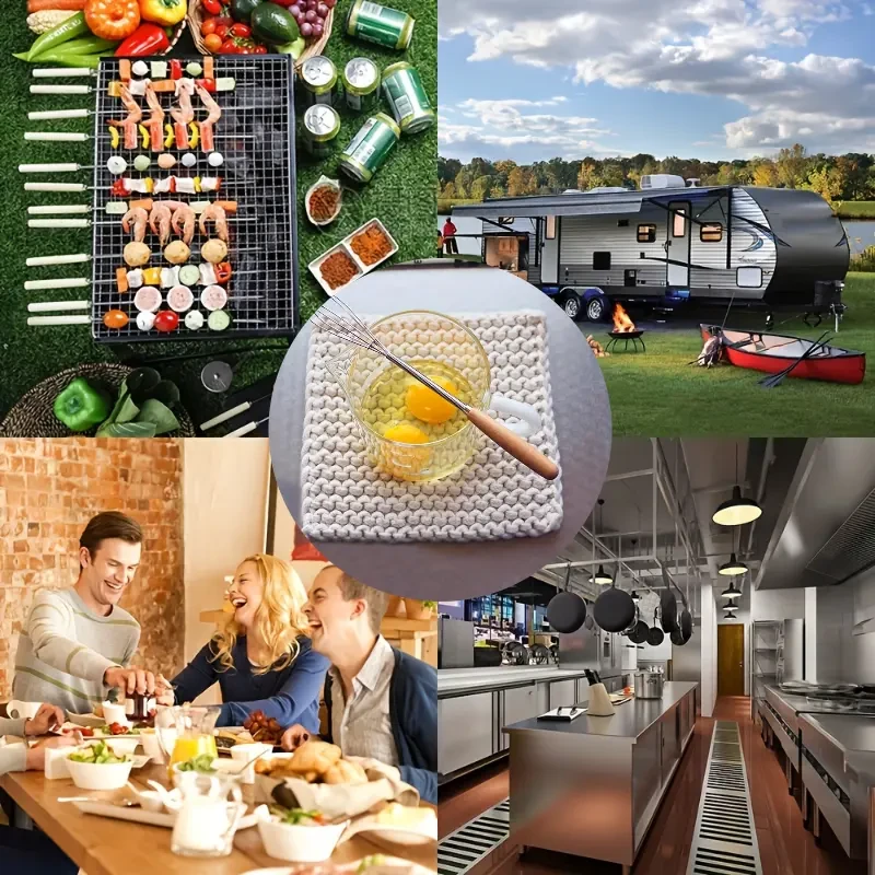 3/6pcs, Mini Whisk, Stainless Steel Whisk Set with Wooden Handle, Egg Beatter, for Perfect Blending, Whisking & Beating, Durable & Easy to Clean, Baking Tools