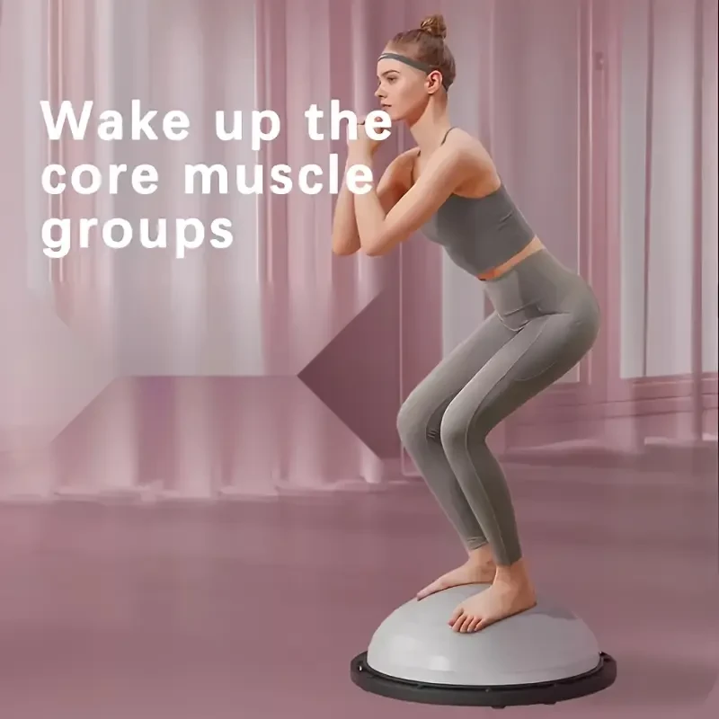 PVC Fitness Bosu Ball, Adult Core Muscle Exerciser, Thickened Anti-Explosion Yoga Ball, for Balance Training, Pilates, and Core Strengthening, Home Gym Equipment