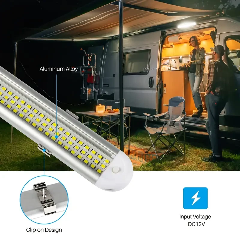 4pcs Set 12V LED Interior Light Strip, 120 LEDs, 1500LM with On/Off for Switch - Ideal for Cargo Trailers, Cars, RVs, Vans, Trucks, Campers, Boats, Caravans