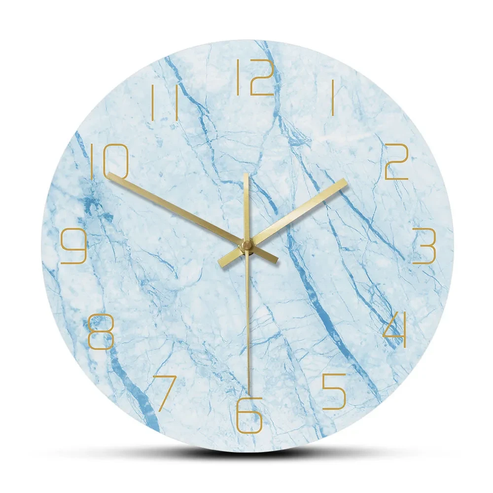 Nordic Style High-end Fashion Marble Tile Printing Wall Clock For Home Decoration