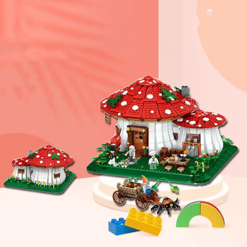 Mushroom House Street View Building Decoration Puzzle Assembly