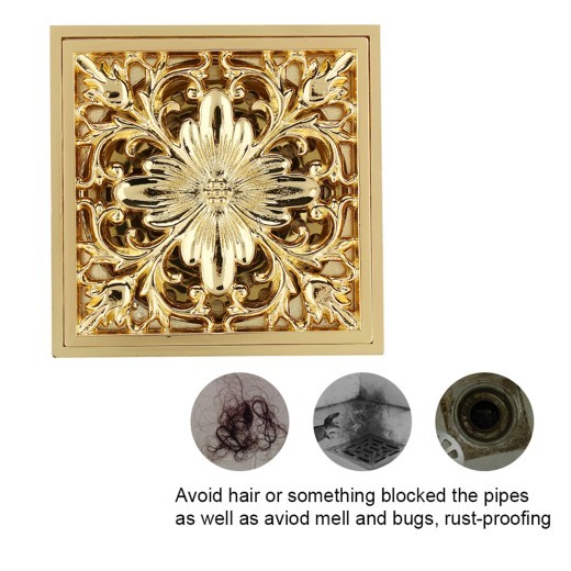 Antique Brass Square Floor Drain with Strainer Bathroom Washroom Drainage & Clean Accessories
