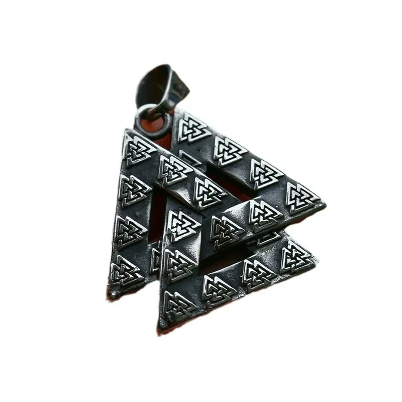 Vintage Viking Stacked Triangle Stainless Steel Necklace Ornament Pendant
