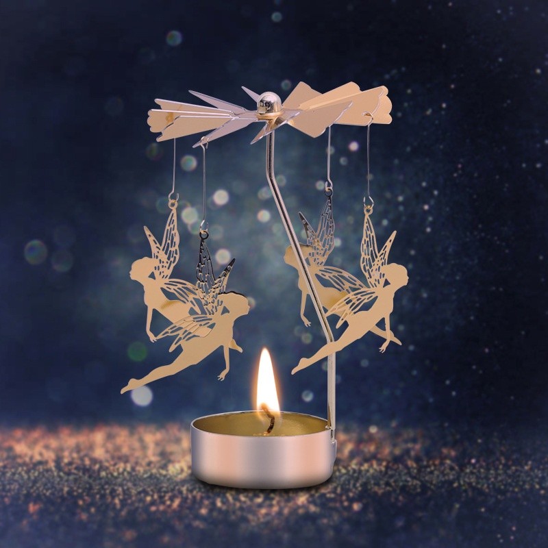 Aromatherapy Candlestick Girl Heart Golden Rotating Atmosphere Device