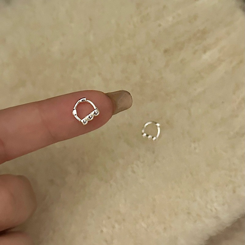 Real 925 Sterling Silver Small Geometric Heart Hoop Earrings