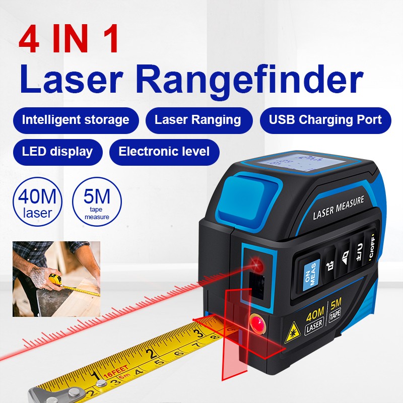 HAIZHIHUI 4-in-1 Digital Laser Distance Meter - Tape Measure with Electronic Level for Linear