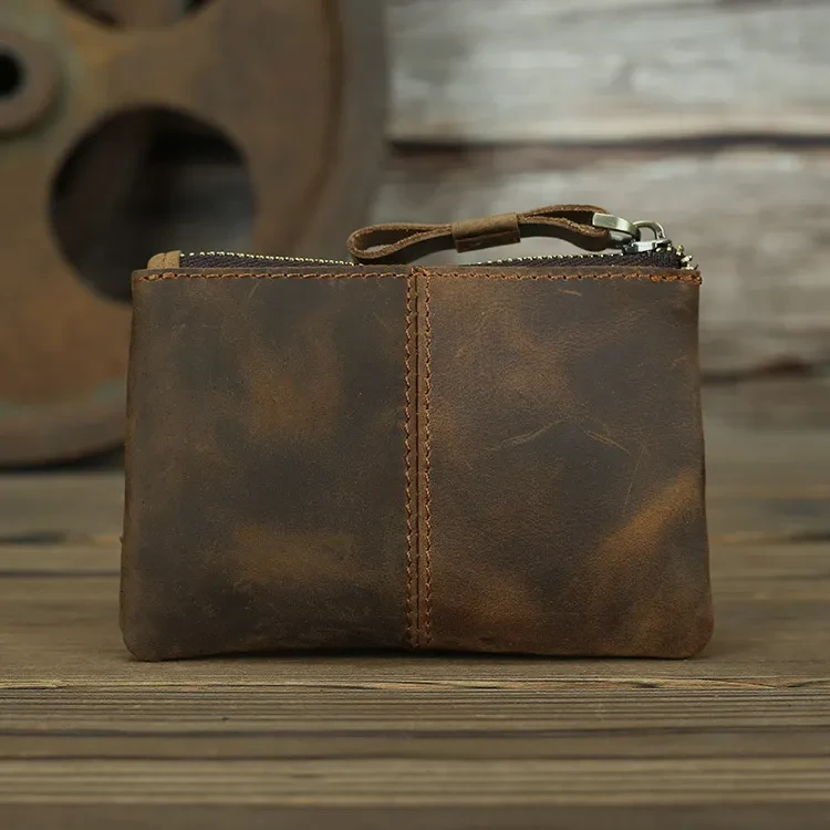 Men's Retro Crazy Horse Leather Coin Purse
