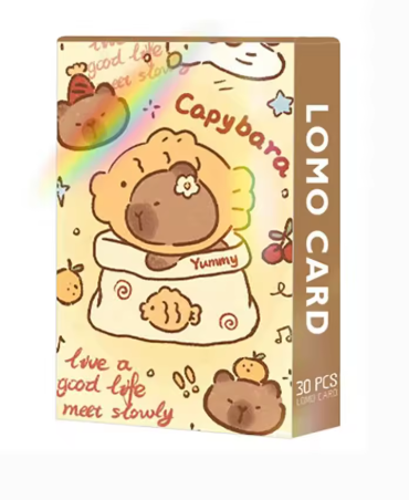 30Pcs Glitter Capybara Photocards Cartoon Double-sided Flash Lomo Cards HD Collection Cards Kids Gift
