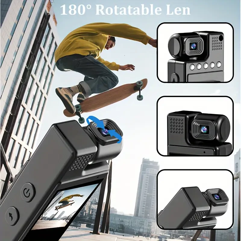 L9 1080P Compact Wearable Camera - Portable Pocket Recorder with 180 Rotatable Lens