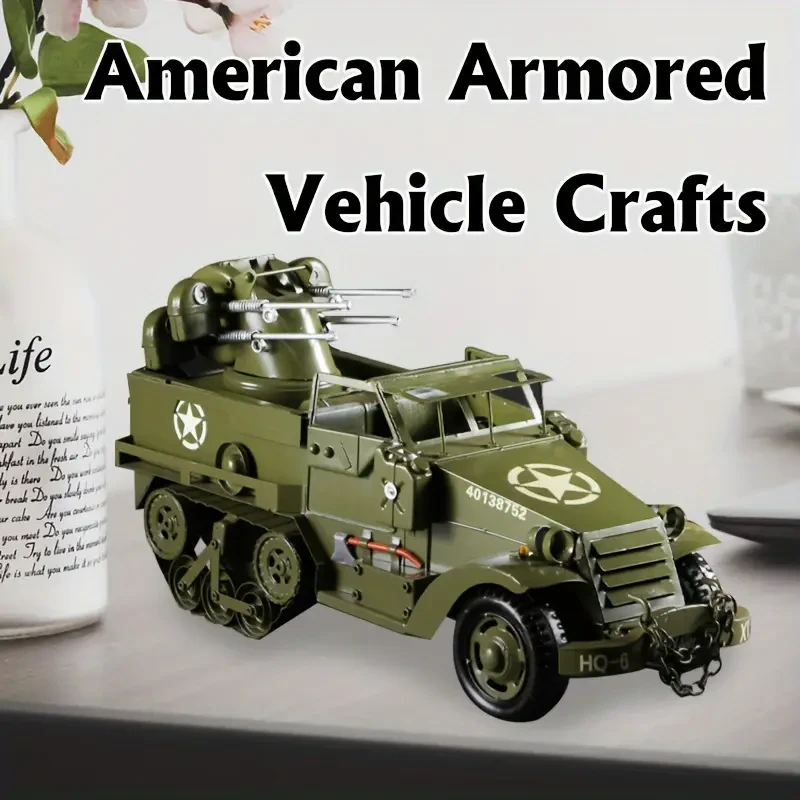 Vintage Military Armored Vehicle Diecast Model Kit, Handcrafted Iron Collectible