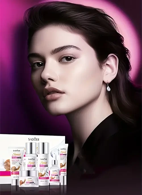 6pcs/set, Snail Recombinant Collagen Skincare Gift Set  Wrinkle Smoothing & Moisturizing Facial Serum, Cleanser, Eye Serum, Essence Cream, Toner, Sachet  For Dull Skin & Pore Shrinking