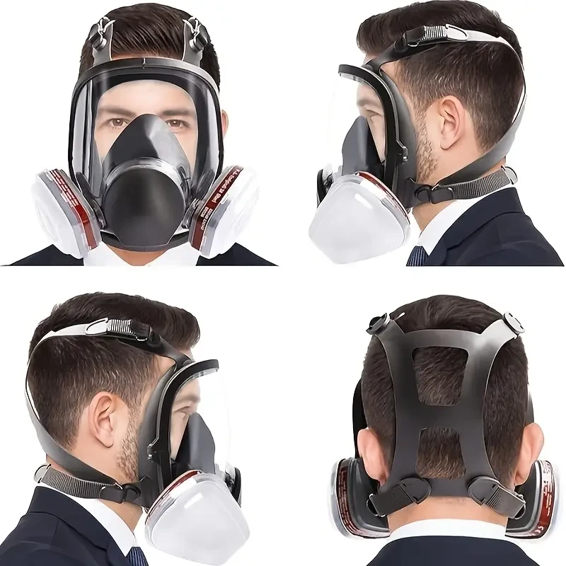 27-in-1 Full Face Respirator Mask, Silicone & Plastic Chemical Breathing Apparatus, Reusable Pull-On Design, Hypoallergenic, for Painting, Spraying & Chemical Safety, Formaldehyde Protection