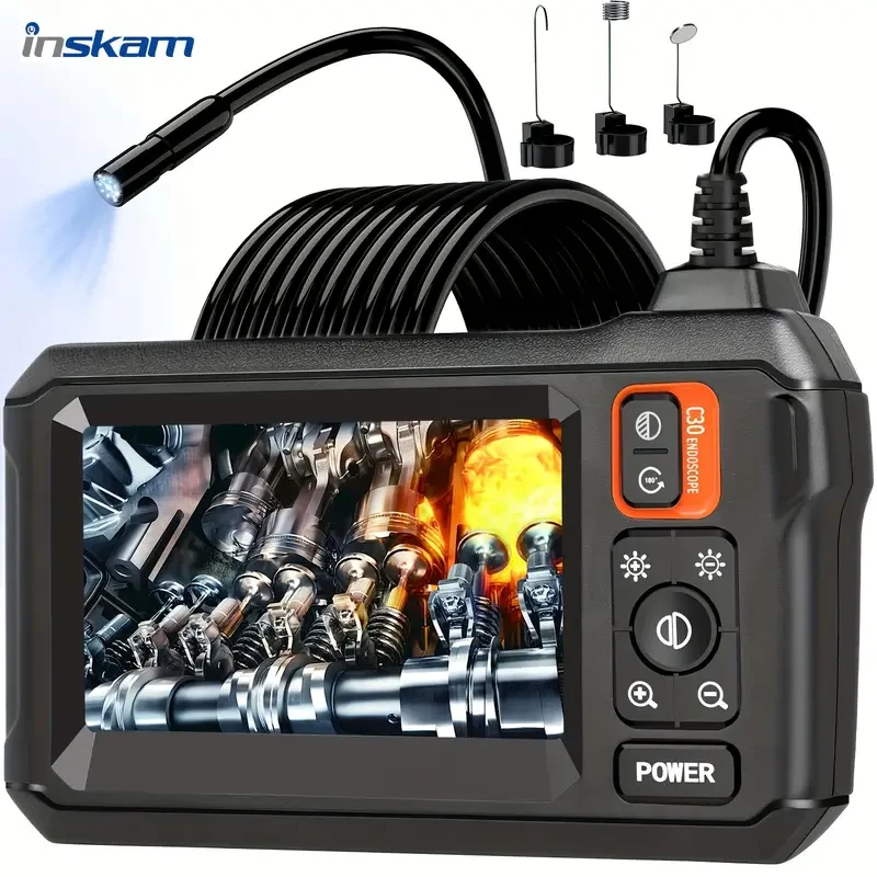 "Explore the INSKAM 4.3-inch Industrial Endoscope the ultimate inspection tool for vehicle maintenance, machine checks, blockage removal, and more. Featuring a waterproof 8mm HD camera, 2000mAh battery, and flexible cable options. Perfect for New Zealan