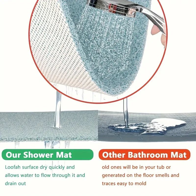 "Upgrade your bathroom safety and style with the 1pc Scalloped Bathroom Non-Slip Mat. Featuring a foam mesh bottom and loofah surface, this mat ensures comfort, grip, and efficient drainage. Perfect for New Zealand bathrooms, showers, and wet areas."