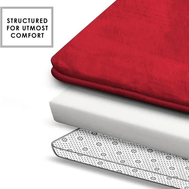 3pcs SoftTouch Memory Foam Bath Mats - Non-Slip, Stain Resistant, Quick-Dry, Foot Massage Design, 600gsm, 1.19cm Thick, Rectangular Polyester Rugs with PVC Backing for Bathroom, Kitchen, Laundry Room - Perfect for Valentine's & Patrick's Day Decor, Bath A