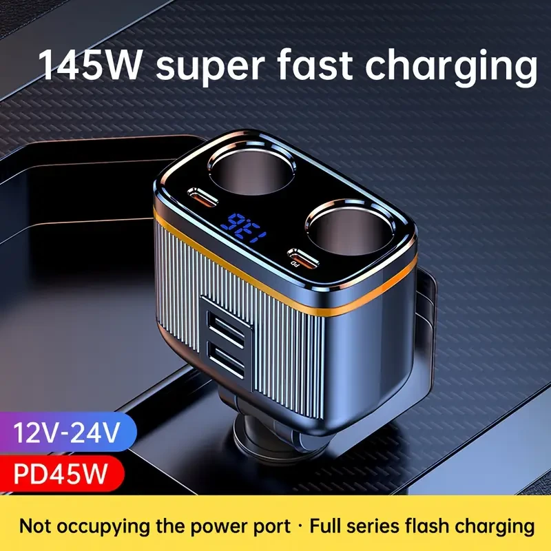 JaJaBor 45W PD Fast Car Charger with Dual USB Ports, Adjustable Angle, Smart Voltage Detection - Super-Fast Charging for Phones