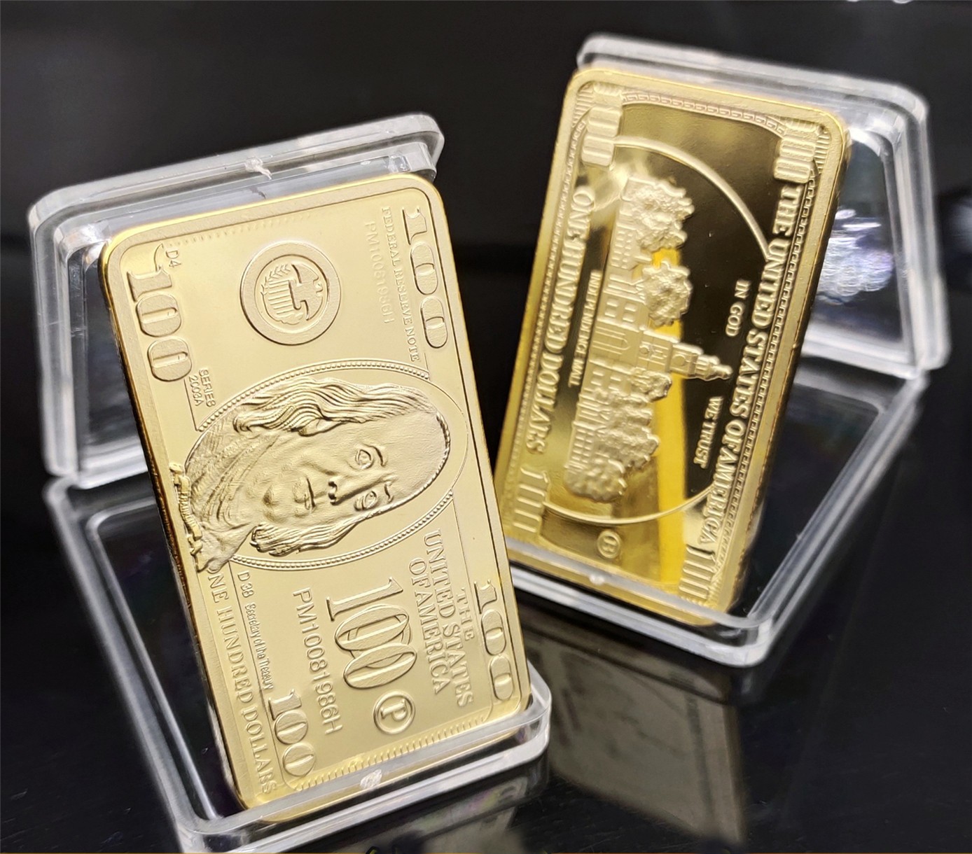 USA 100 Dollar Bullion 24k Gold Bar American Metal Coin Golden Bars USD With Capsule Souvenir Gifts