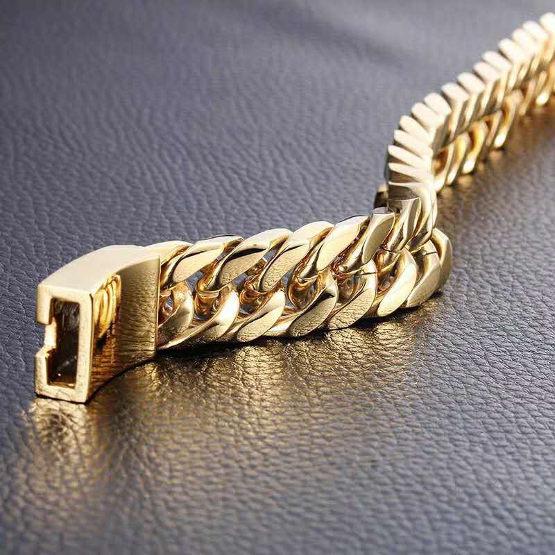 Fashion Black Cuban Chain Bracelet Stainless Steel Bracelet