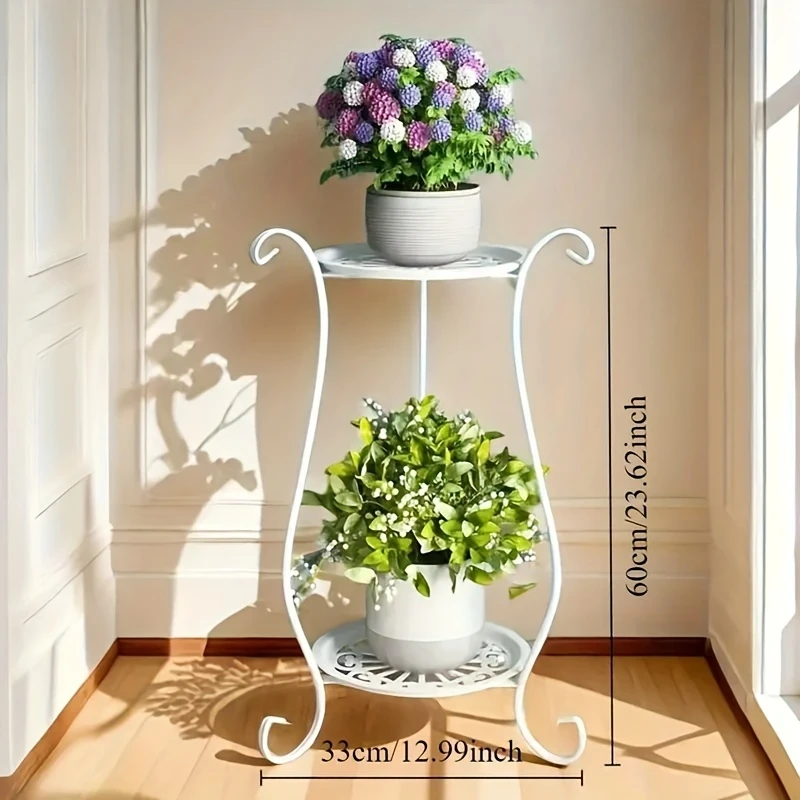 Iron Plant Stand Indoor 2pcs Minimalist European Metal Plant Stands, Versatile for Indoor/Outdoor Use, Flower Pot Holders for Patio, Balcony, Living Room & Garden