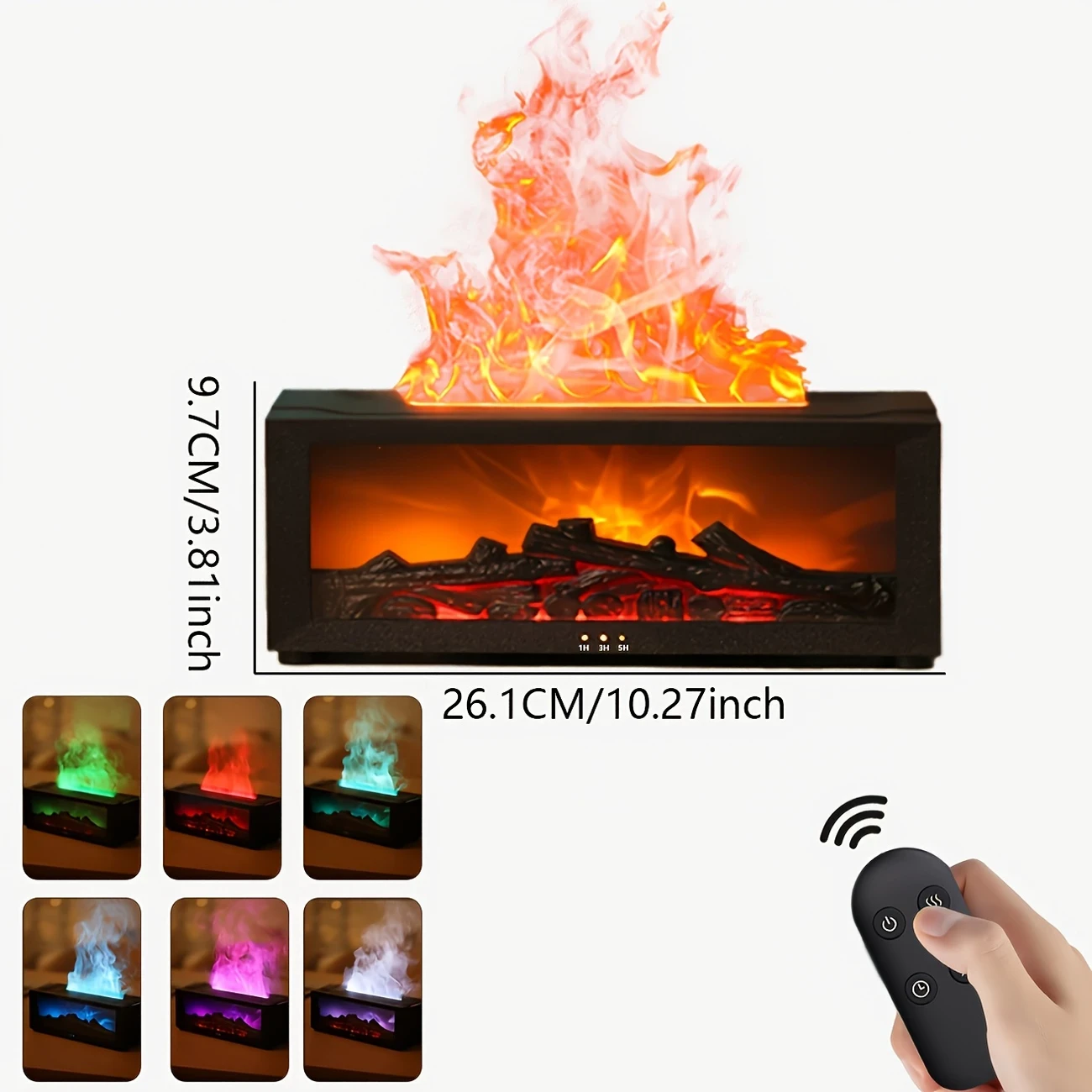 1pc Flame Effect Aromatherapy Fireplace, Essential Oil Diffuser with Colorful Lights, Timer Function, USB Powered  Ideal for Bedroom, Bathroom, Office Decor, Gifts for Christmas, New Year, Birthdays