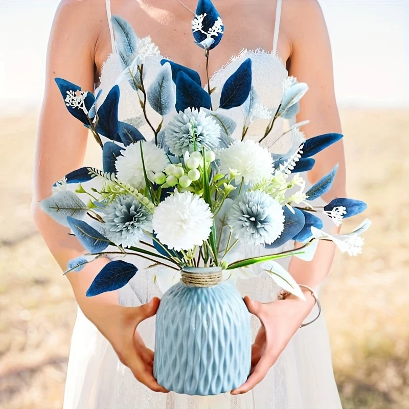 1pc Blue Artificial Hydrangea Bouquet Perfect for Home & Table Decor, Ideal for Halloween, Christmas, Valentine's, Thanksgiving, Mother's Day