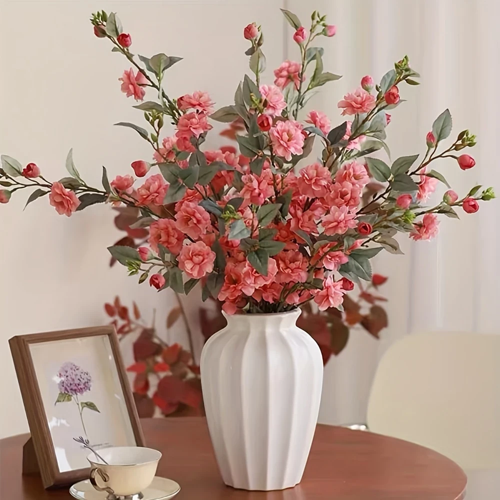 6pcs Cherry Blossom Branches Artificial Blossom Flowers Fake Plum Flowers for Vase, Floor Arrangements, Wedding, Party, Office, Living Room Decor