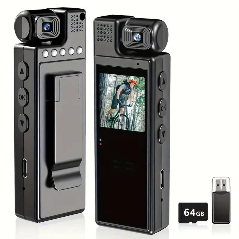 L9 1080P Compact Wearable Camera - Portable Pocket Recorder with 180 Rotatable Lens