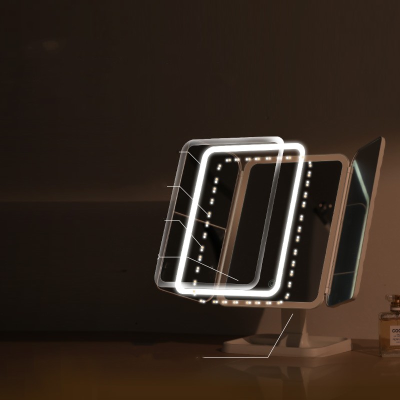 Trifold LED Makeup Mirror