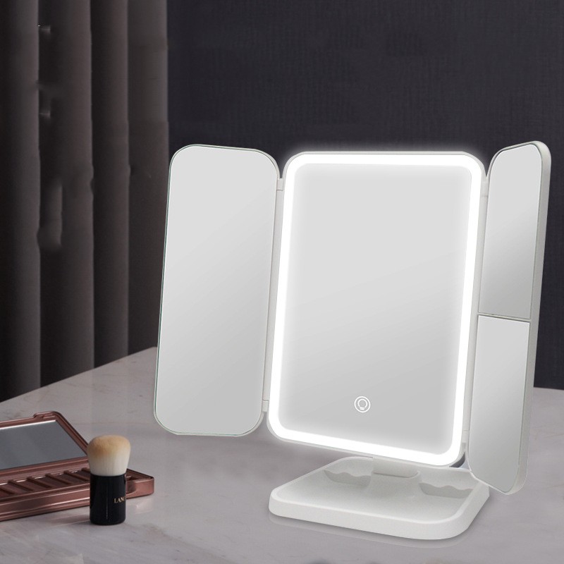 Trifold LED Makeup Mirror