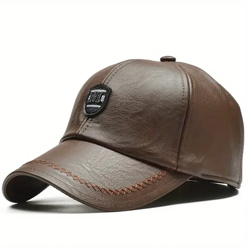 Men's British PU Leather Baseball Cap