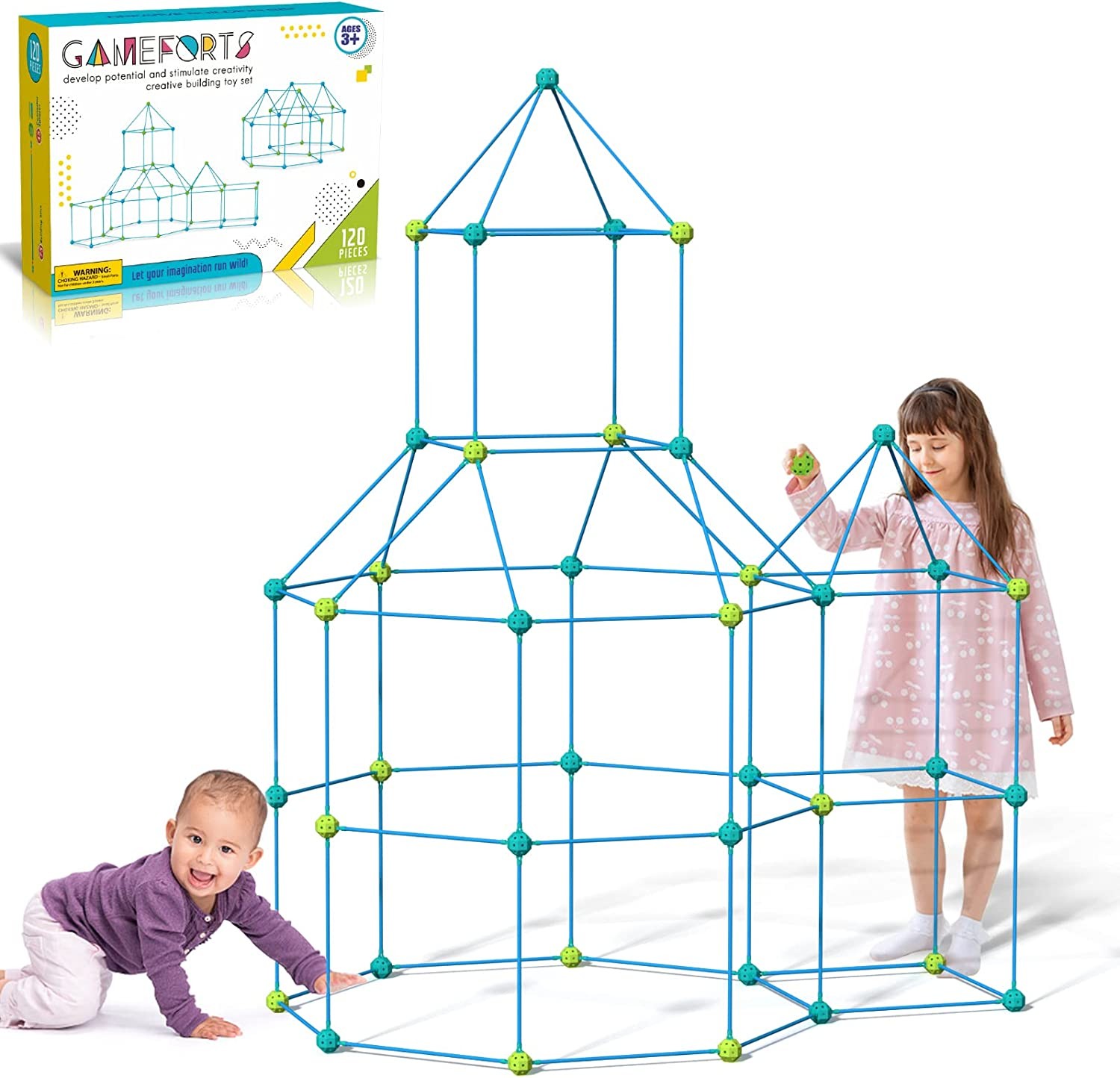 Children's DIY Building Castle Beading Tent Toy STEM Large Building Blocks Game House