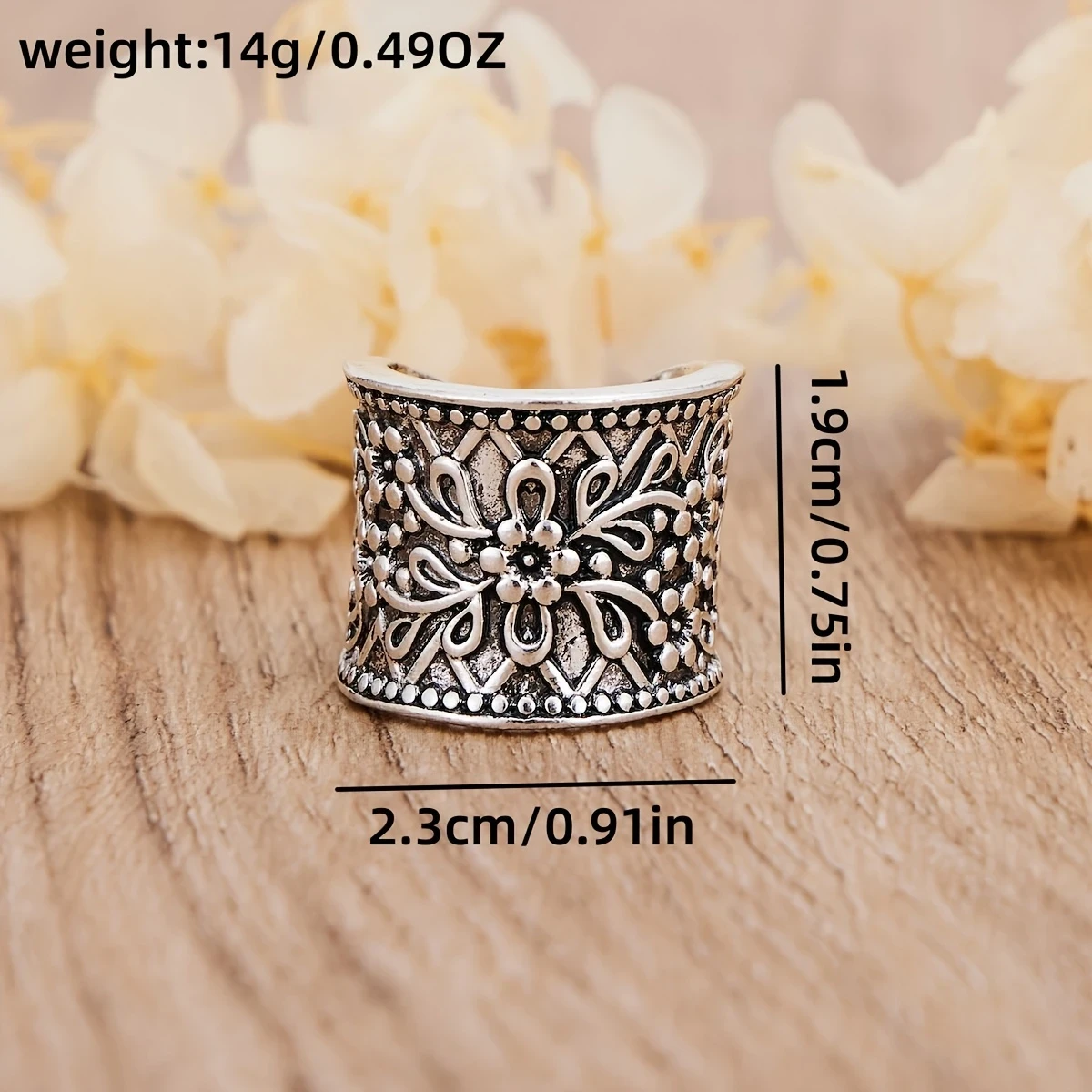 Vintage Women's Adjustable Ring with Bohemian Style Carving Exquisite Temperament, Versatile Party Jewelry Gift
